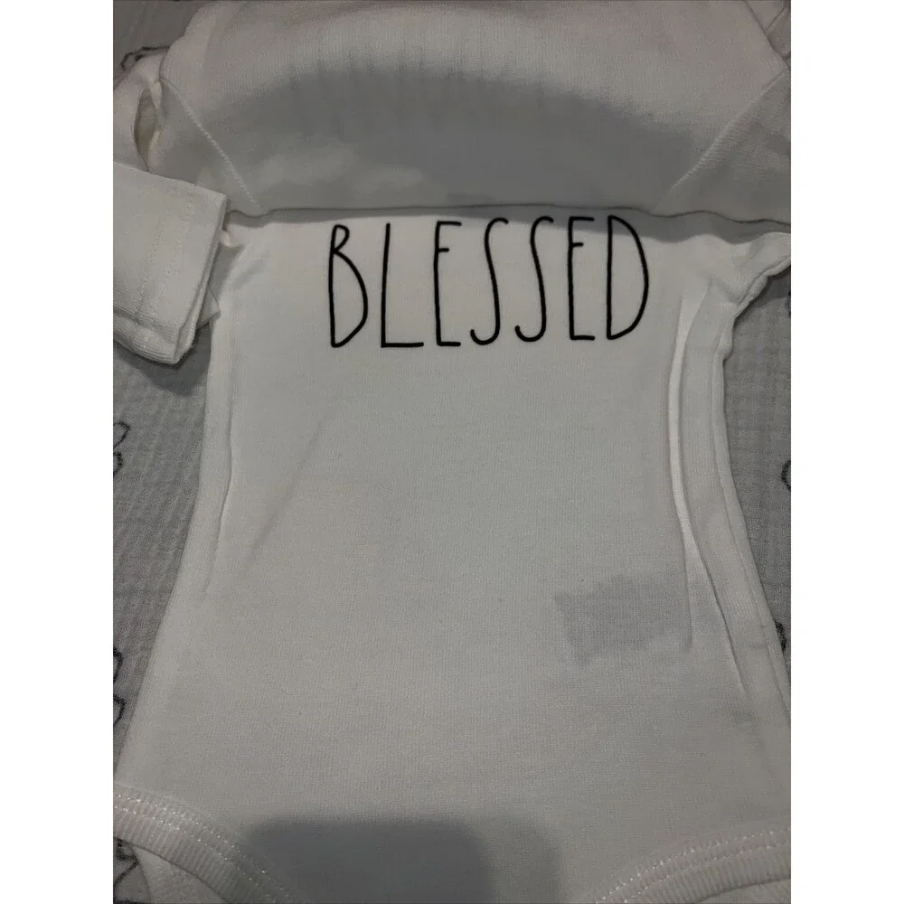 Rae Dunn NWT Baby Clothes 0-3 Months 3 Pack Bodysuits Gobble, Thankful, Blessed.